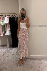 Sequin Decorated Velvet Skirt