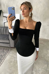 Long Sleeve Velvet Detail Top