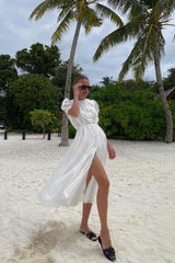 Sequin Button Front Midi Dress