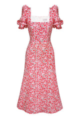 Godet Silhouette Square Neck Midi Dress