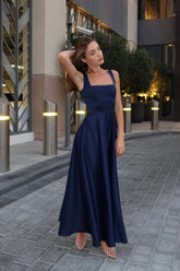 Strap Decorated Bodice Midi Dress