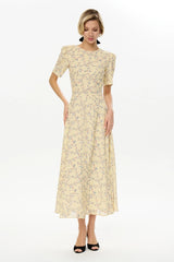 Short Sleeve Floral Midi Dress