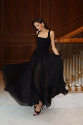 Maxi Dress With Buttons And Asymmetrical Skirt