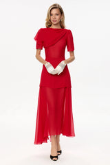 Chiffon Asymmetrical Midi Dress