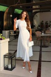 Short Sleeve Floral Midi Dress