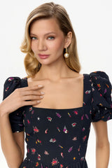 Square Neck Puff Sleeve Mini Dress