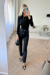 Rose Detail Knitted Bodysuit