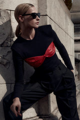 Leather Insert Trim Bodysuit
