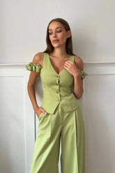 Decorated Shoulder Details Waistcoat Top