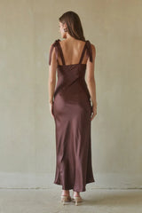 Xandra Tie Satin Maxi Dress