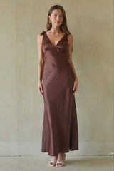 Xandra Tie Satin Maxi Dress