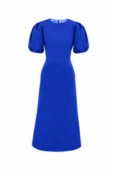 Godet Silhouette Puff Sleeve Midi Dress
