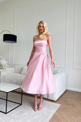 Jacquard Midi Dress with Satin Turn-up