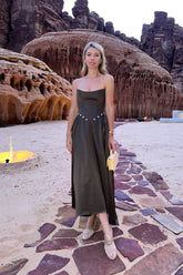 Tuck Corset Top Midi Dress