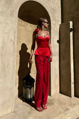 Rose Detail Satin Bustier Top