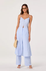 Neha Striped Linen High-Rise Wide Leg Pants