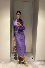 Godet Silhouette Long Sleeve Midi Dress