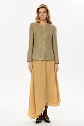 Single-Breasted Collarless Jacket