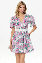 Short Sleeve Mini Dress With Sun Skirt