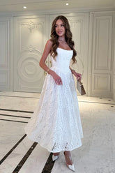 Lace Corset Midi Dress with Textured Details