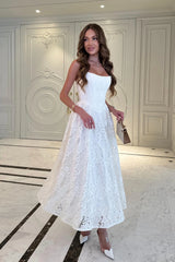 Lace Corset Midi Dress with Textured Details