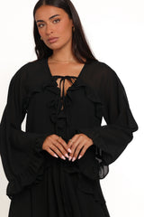 Magnolia Long Sleeve Mini Dress - Black