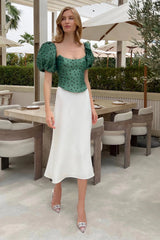 Polka-Dot Puffy Sleeve Bustier Crop Top