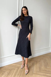 Godet Silhouette Long Sleeve Midi Dress