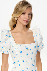 Godet Silhouette Square Neck Midi Dress