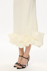 Draped Bodice Bottom Flounced Bustier Dress