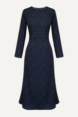 Godet Silhouette Long Sleeve Midi Dress