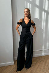 Pleated Wide Leg Trousers