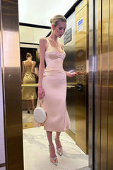 Satin V neck Midi Dress