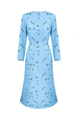 Godet Silhouette Long Sleeve Midi Dress