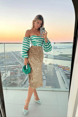 Sequin Decorated Velvet Skirt