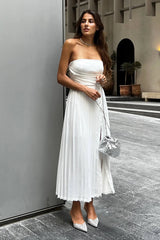 Corset Pleated Midi Dress