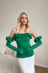 Flounced Bustier Top with Gloves