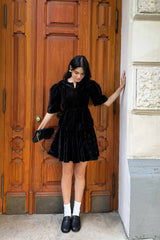 Velvet Gathered Mini Skirt