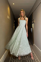 Sequin Square Neck Midi Dress
