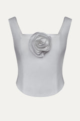 Square Neck Top with removable rose