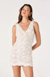 Magali 3D Floral Applique Mini Dress
