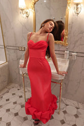 Draped Bodice Bottom Flounced Bustier Dress
