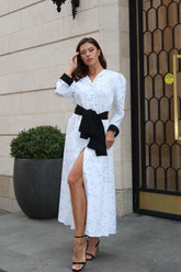 Maxi Dress With Buttons And Voluminous Belt