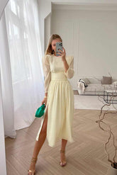 Long Sleeve Chiffon Midi Dress