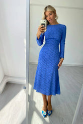 Godet Silhouette Long Sleeve Midi Dress