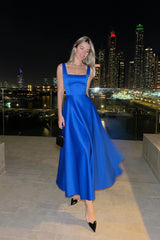 Strap Decorated Bodice Midi Dress