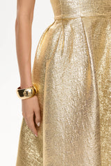 Jacquard Midi Dress with Turn-up