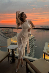 Jersey Midi Dress With Train