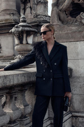 Short Coat with removable Feather Detail