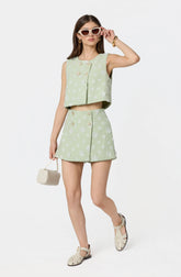 Janell Floral Applique Tweed Skort